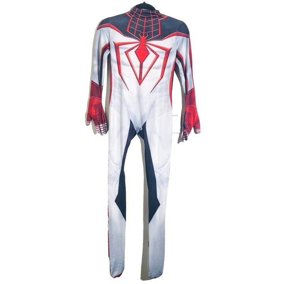 Kids Spiderman Costume One Piece Zip Up Bodysuit Miles Morales Hero Cosplay New - Picture 4 of 14